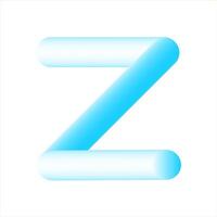 3D glowing letter Z in neon blue. Graphic resource suitable for prints, artwork, mood boards and web ads. High quality 3D rendering. vector