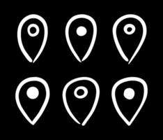 Hand Drawn Map Location Pin. Doodle Style Navigation Point Icons. Perfect for maps, travel blogs, mobile apps, navigation interfaces, posters, infographics, creative design projects. Isolated vector