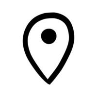 Hand Drawn Map Location Pin. Doodle Style Navigation Point Icon. Perfect for maps, travel blogs, mobile apps, navigation interfaces, posters, infographics, creative design projects. vector