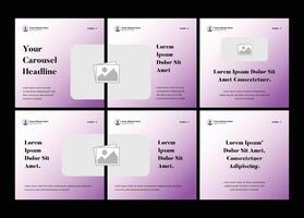 Minimal and creative social media carousel. Six page carousel in portrait frame, seamless, minimalist style with gradient theme vector