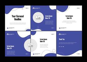 Modern 6 page carousel banner template design. Microblog social media carousel. Six page carousel in portrait frame. vector