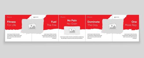 editable fitness carousel banner design or gym carousel template vector