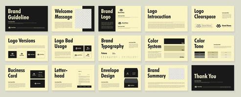 Brand Guideline Presentation template With Bold Typography. Brand Strategy Guideline Layout. Complete Brand Identity Guidelines, Professional Logo Presentation, Modern Brand Guidelines Template vector