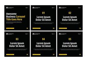 Black business carousel post template for advertising. Carousel design, Simple and editable social media carousel layout. vector