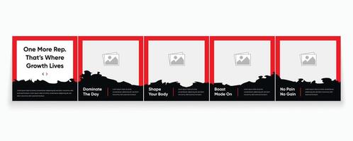 gym tips and tricks sharing carousel banner template vector
