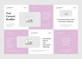 Minimal six page carousel banner template design for tips and tricks sharing. Microblog social media carousel. Six page carousel in portrait frame, seamless, minimalist style vector