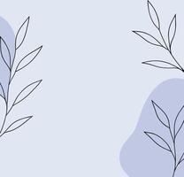 Minimal Botanical Frame Background with Copy Space for Custom Text on Pastel Blue Abstract Design vector