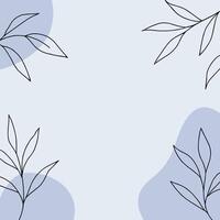 Minimal Botanical Frame with Line Art Leaves and Pastel Abstract Shapes for Custom Text vector