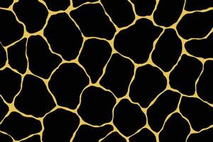Luxurious Seamless Marble Crack Pattern with Shimmering Gold Lines on Black Background vector