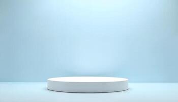 Minimalist White Podium on Soft Pastel Blue Background photo