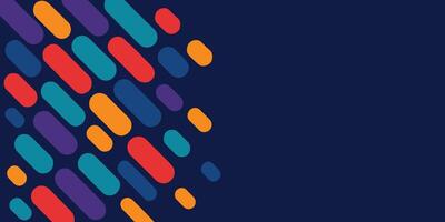 Modern Geometric Background with Colourful Rounded Shapes on Dark Blue Minimalist Layout vector