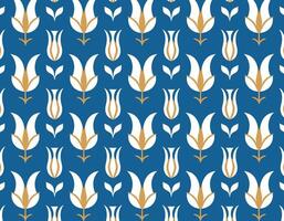 Stylised Tulip Pattern in Blue and Gold vector