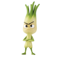 Character with green hair and an angry expression stands confidently with arms crossed in a playful setting png