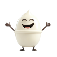 Fun and cheerful animated character celebrating joy with open arms in a playful design png