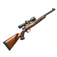 High-quality rifle with wooden stock and telescopic sight designed for precision shooting png