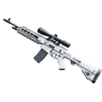Modern tactical rifle with scope showcasing advanced design and features png