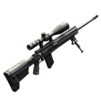 High precision sniper rifle with advanced scope and bipod designed for long-range shooting png
