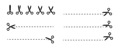 Scissors with cut lines, Scissors Icon Illustration vector