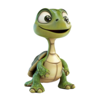 Smiling cartoon turtle character with big eyes and happy expression, ready for adventures in a playful setting png