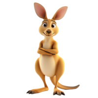Cheerful cartoon kangaroo standing confidently with arms crossed in a playful pose png