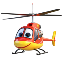 Animated helicopter character smiling brightly in a colorful design, bringing joy to children in a playful setting png