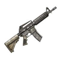 Military rifle displayed on a plain background showcasing detailed features and design elements png