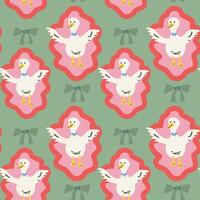 Whimsical birds and bows pattern for cottage decor design vector