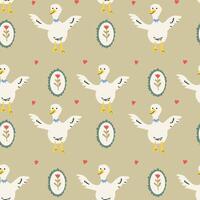 Charming cottage decor with whimsical duck and floral patterns for home design vector
