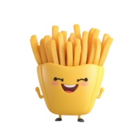 Cartoon character resembling a happy container of French fries with expressive smiling face and arms held out joyfully png