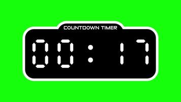 20 second countdown timer with digital display and green screen background suitable for technology, business, productivity concepts in presentations, websites, and social media video