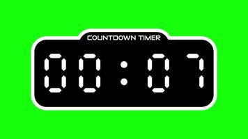 10 second countdown timer with digital display and green screen background suitable for technology, business, productivity concepts in presentations, websites, and social media video