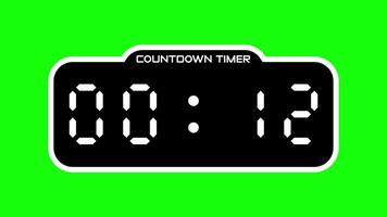 15 second countdown timer with digital display and green screen background suitable for technology, business, productivity concepts in presentations, websites, and social media video