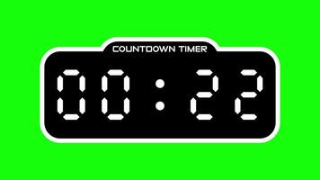 25 second countdown timer with digital display and green screen background suitable for technology, business, productivity concepts in presentations, websites, and social media video