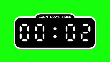 5 second countdown timer with digital display and green screen background suitable for technology, business, productivity concepts in presentations, websites, and social media video