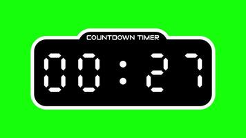 30 second countdown timer with digital display and green screen background suitable for technology, business, productivity concepts in presentations, websites, and social media video