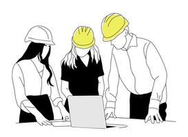 Builder engineers working together on a project vector