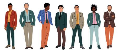 Set of different Business men characters in suit vector