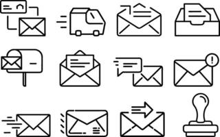 Email and Mailbox Icons, Envelope, Delivery, and Notification Symbols vector