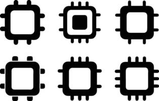 Collection of Black Microchip Icons sets Technology Design Symbols vector