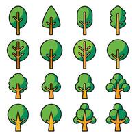 Colorful Tree Icons Flat Style Nature, Forest, and Botanical Graphics vector