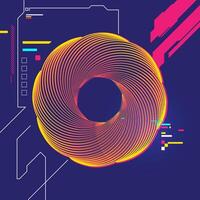 graphic of abstract lined circle with futuristic element vector