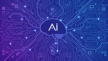 concept of nanotechnology or artificial intelligence, graphic of electronic pattern combined with AI brain or motherboard CPU created as background or element decoration vector
