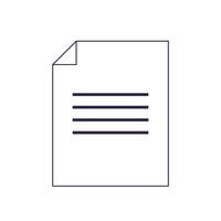 Minimal line icon of a document with text representing paper file or written content on white background vector