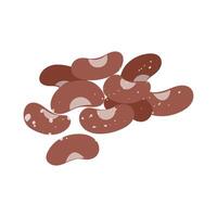 Handfuls of beans is a flat doodle color illustration with texture. It is suitable for packaging, recipes, stickers, culinary blogs, menu design and eco- or farmer-style products. Isolated on white vector