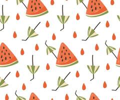 Seamless pattern with Watermelon slices and umbrellas for Cocktail Drinks. A Summer refreshing print for packaging, banners, prints, fabric and wrapping paper. vector