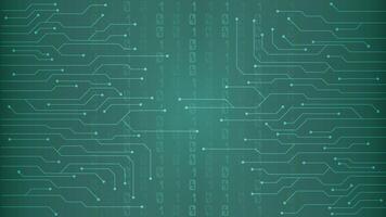 Futuristic green background featuring circuit board lines and binary code perfect for digital themes technology interfaces coding projects and software presentations vector