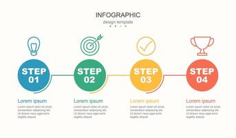 Flat line style infographic with 4 steps vector