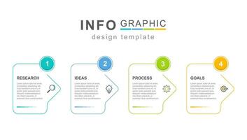 Modern infographic template design with square rounded boxes vector