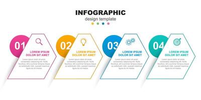 Hexagon infographic template with thin line icons vector