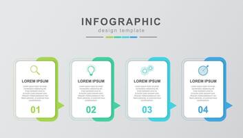 Modern infographic template with square rounded boxes vector